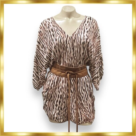 TART Animal Print Faux Wrap Romper - Size L - Picture 1 of 8